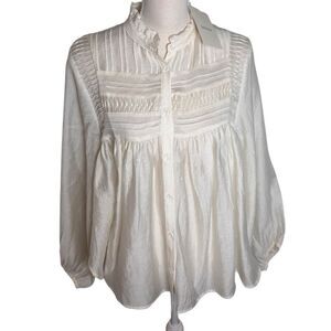 Bohme Cream boho Peasant Flowy top NWT M